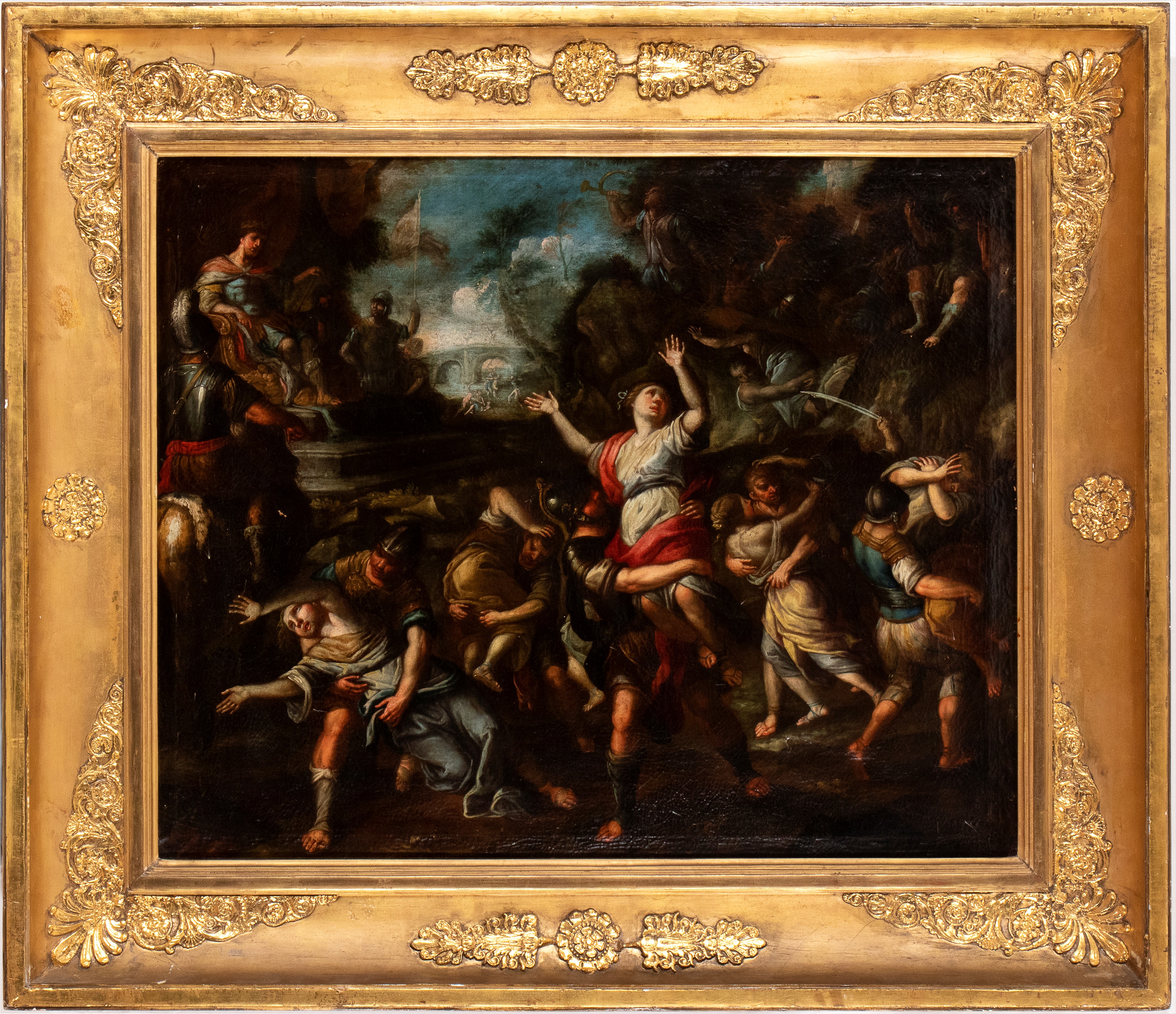 Artista Attivo a Roma, XVII Secolo - Autore non identificato, Ratto delle Sabine, olio su tela