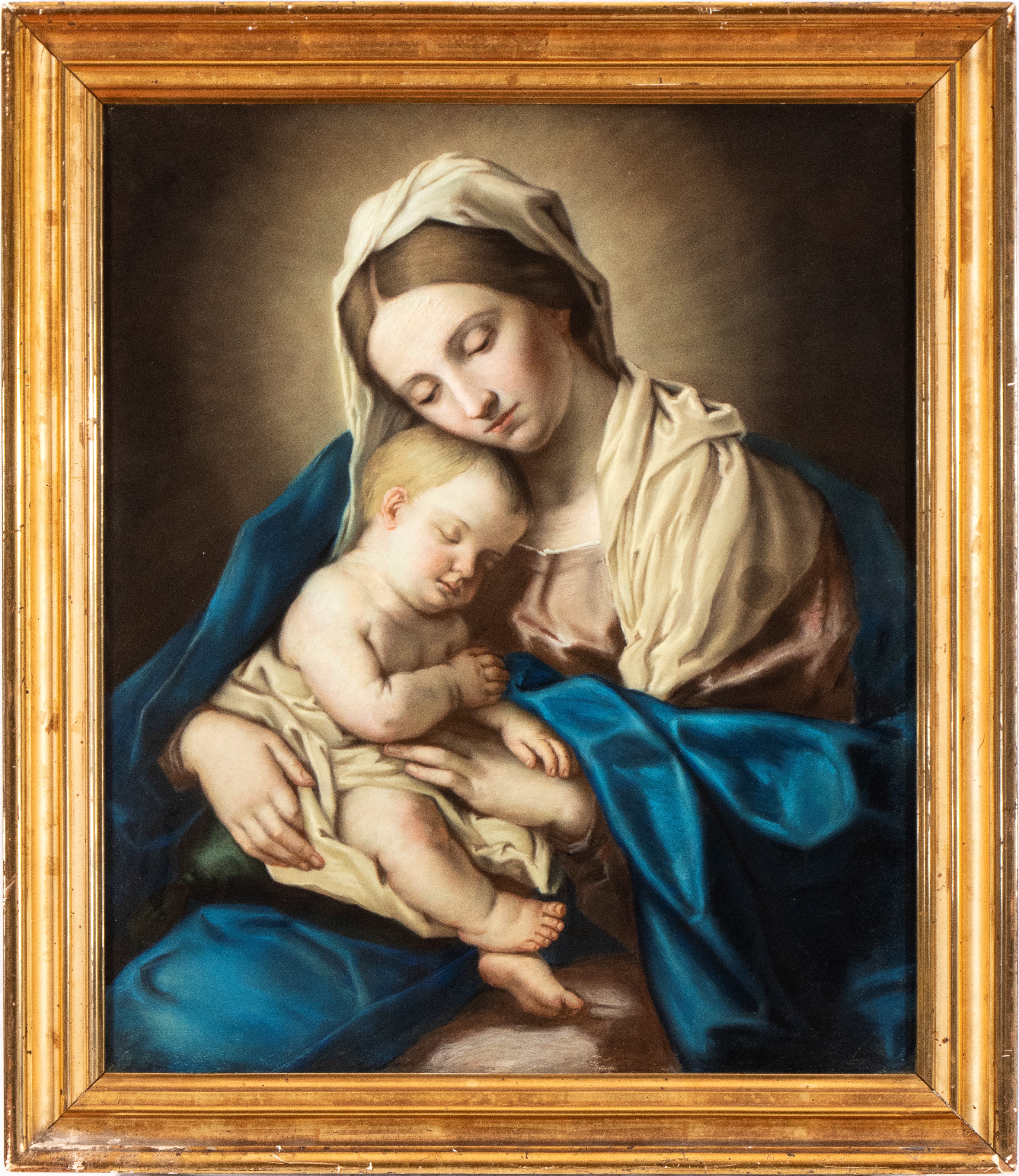 Giovanni Battista Salvi Sassoferrato - Madonna con Bambino, tempera e pastello su carta