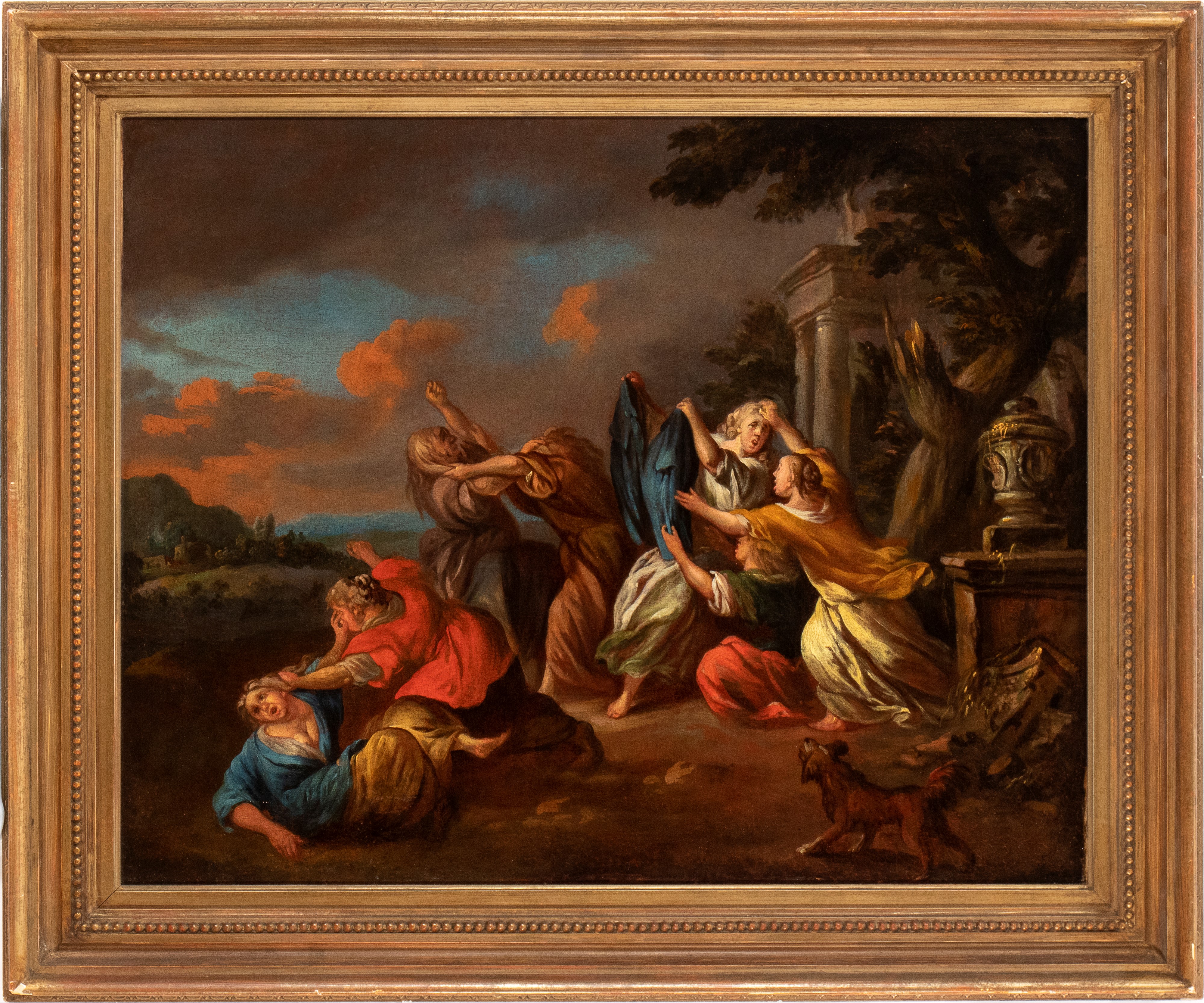 Artista Attivo a Roma, XVII Secolo - Autore sconosciuto, Gruppo di donne che si azzuffano, olio s...