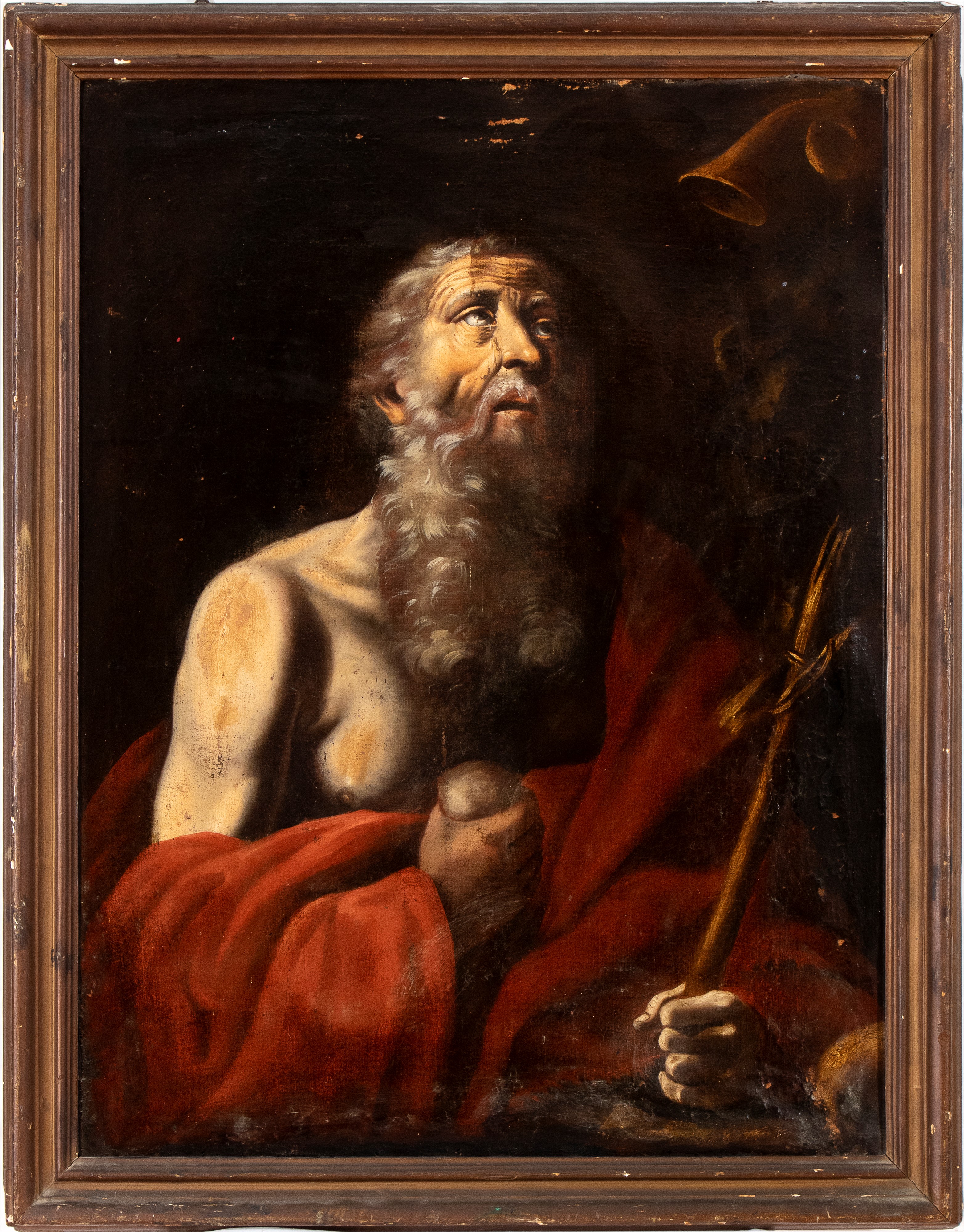 Artista Attivo a Napoli, XVII Secolo - San Girolamo penitente, olio su tela
