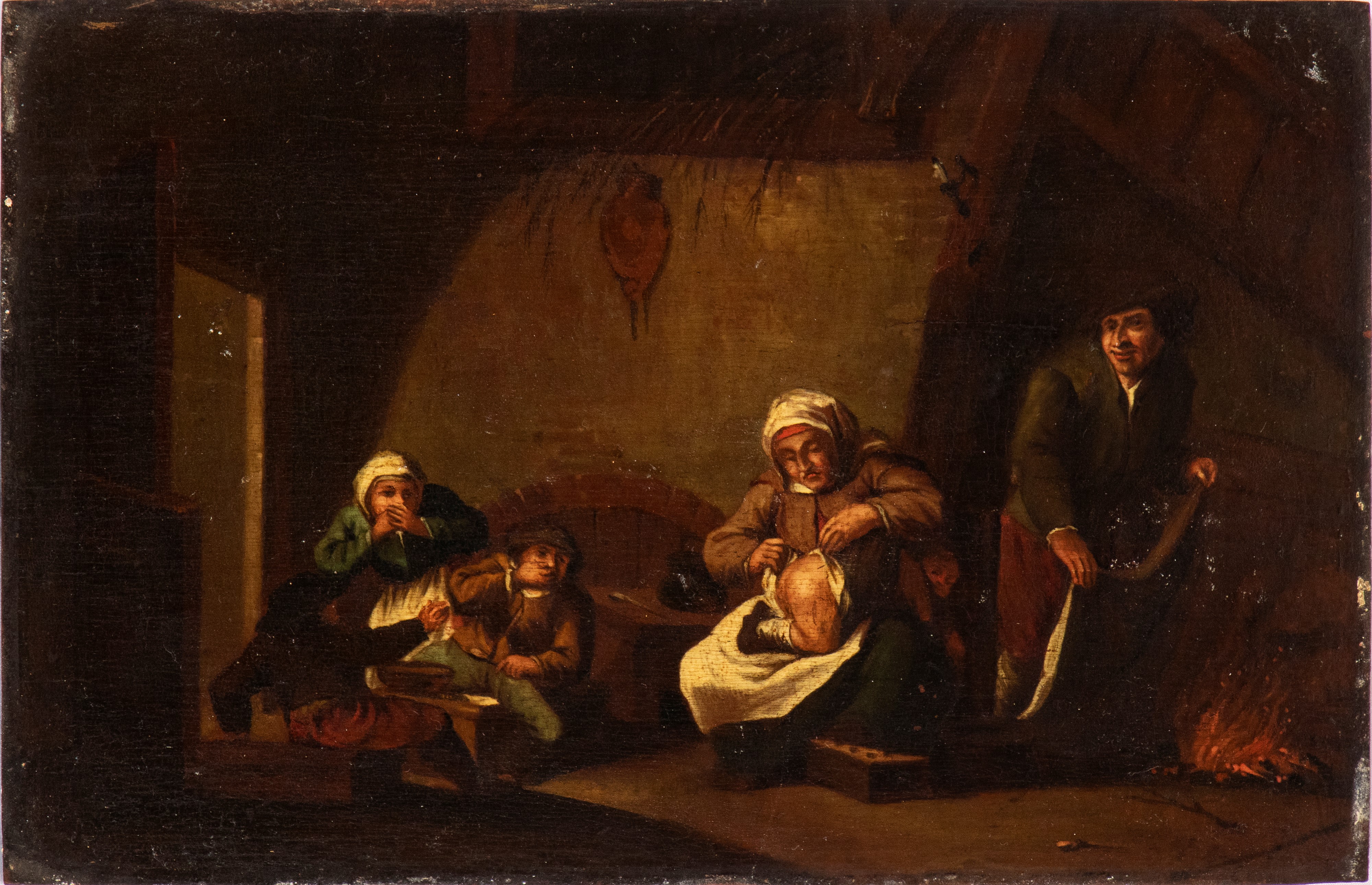 a) Scena di interno familiare; b) litigio tra giocatori di carte. Coppia di dipinti