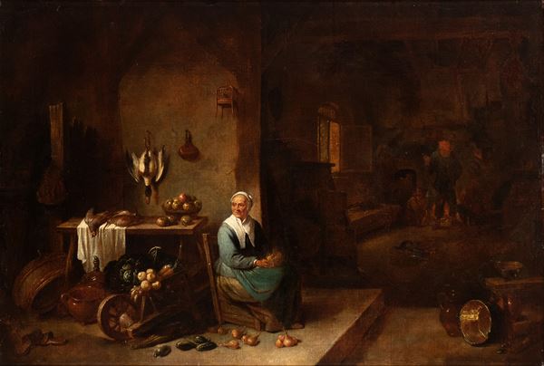 David Teniers Teniers Il Giovane - Interior of a peasant dwelling