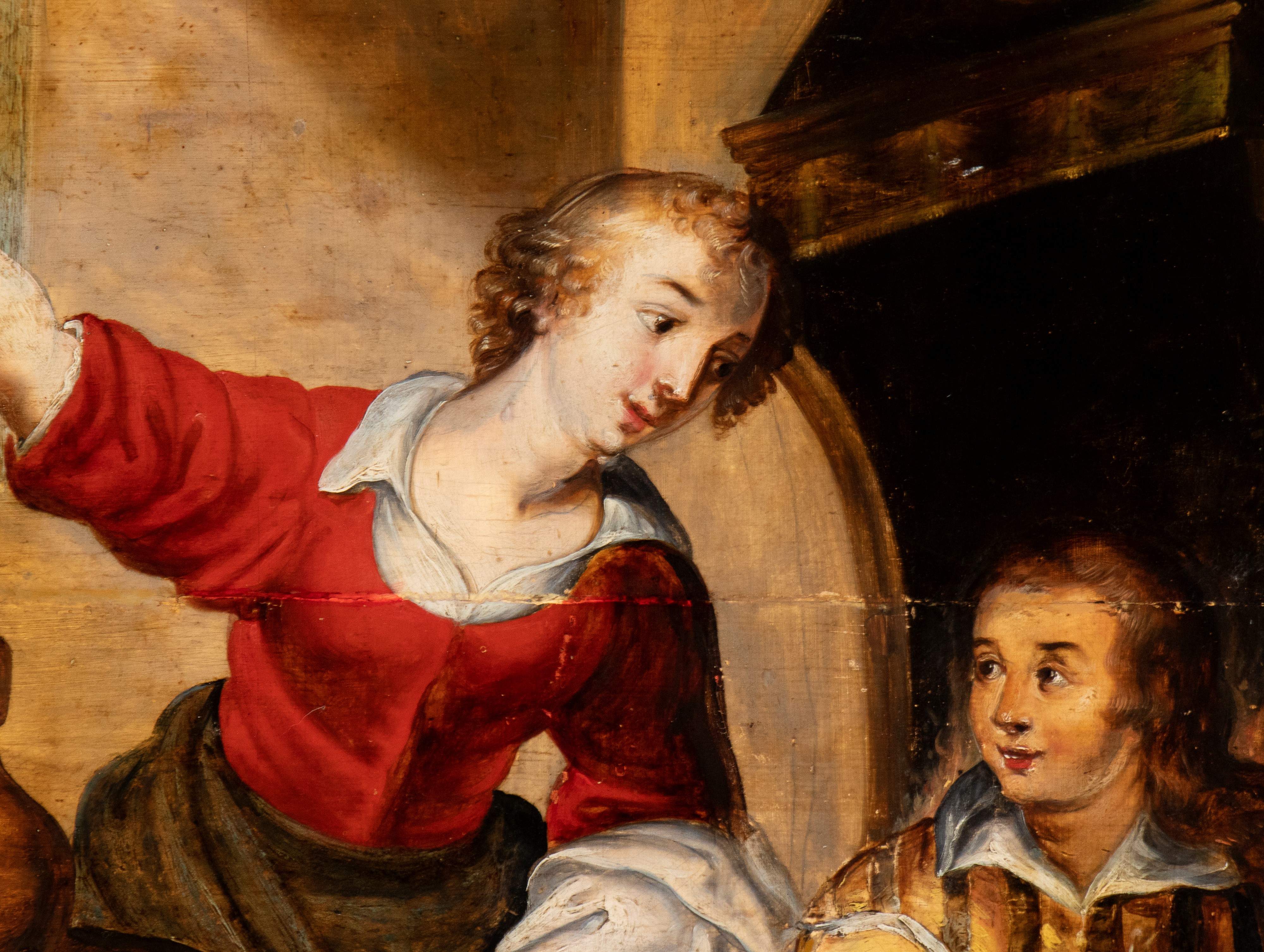 Artista Fiammingo, Prima Metà XVII Secolo - Interno di cucina con due figure, olio su tavola