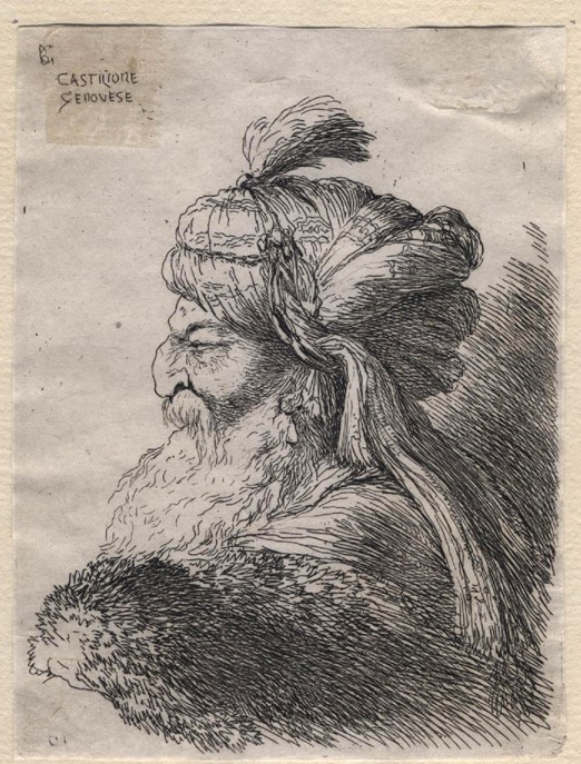 Giovanni Benedetto Castiglione il Grechetto, Salvatore Castiglione - Vecchio barbuto visto di pro...