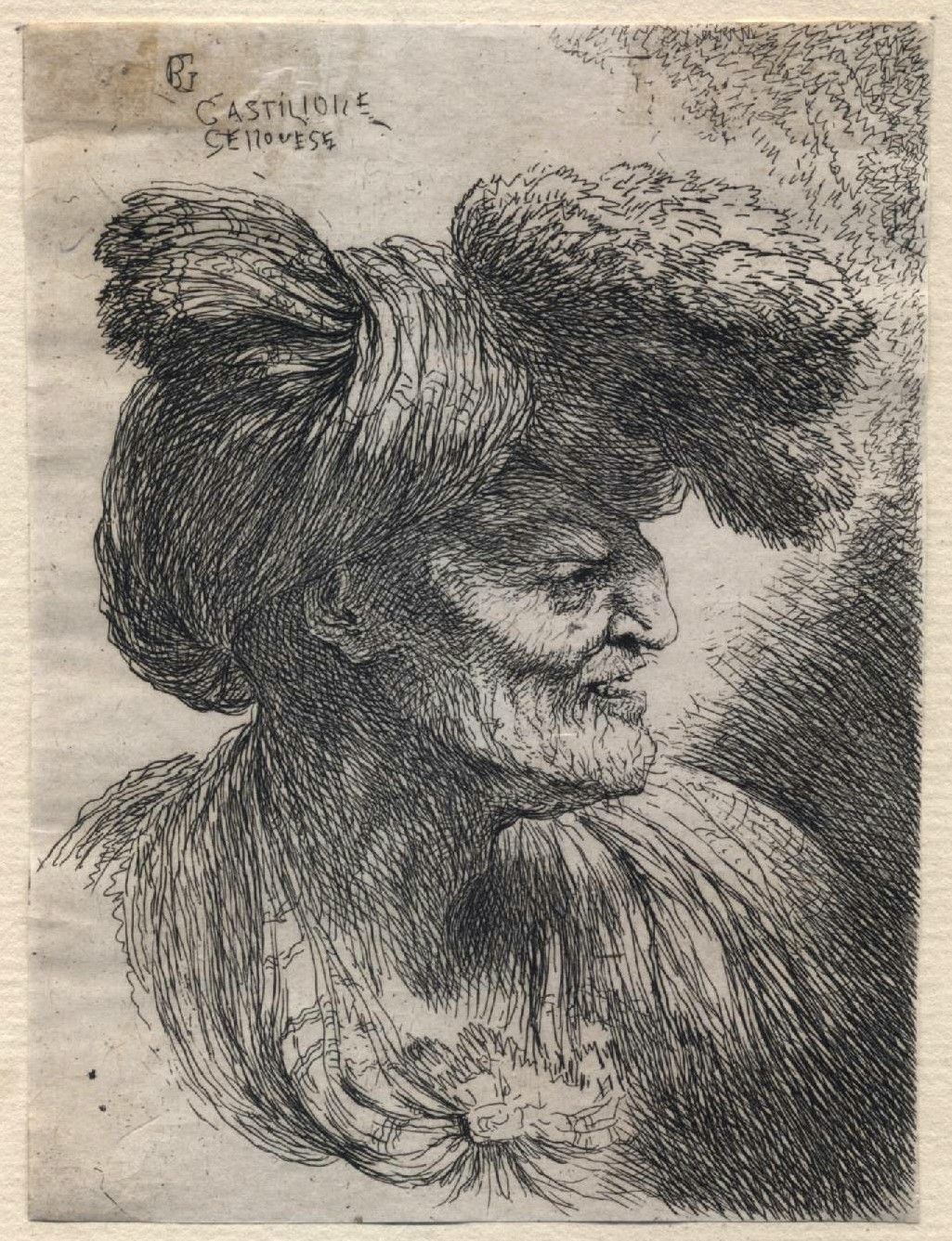 Giovanni Benedetto Castiglione il Grechetto, Salvatore Castiglione - Vecchio barbuto visto di pro...