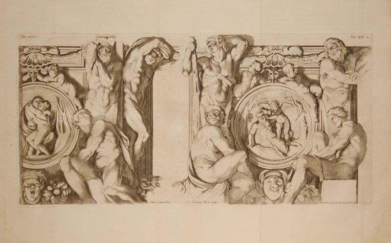 Carlo Cesio - Quattro tavole da l'Aedium Farnesiarum Tabulae