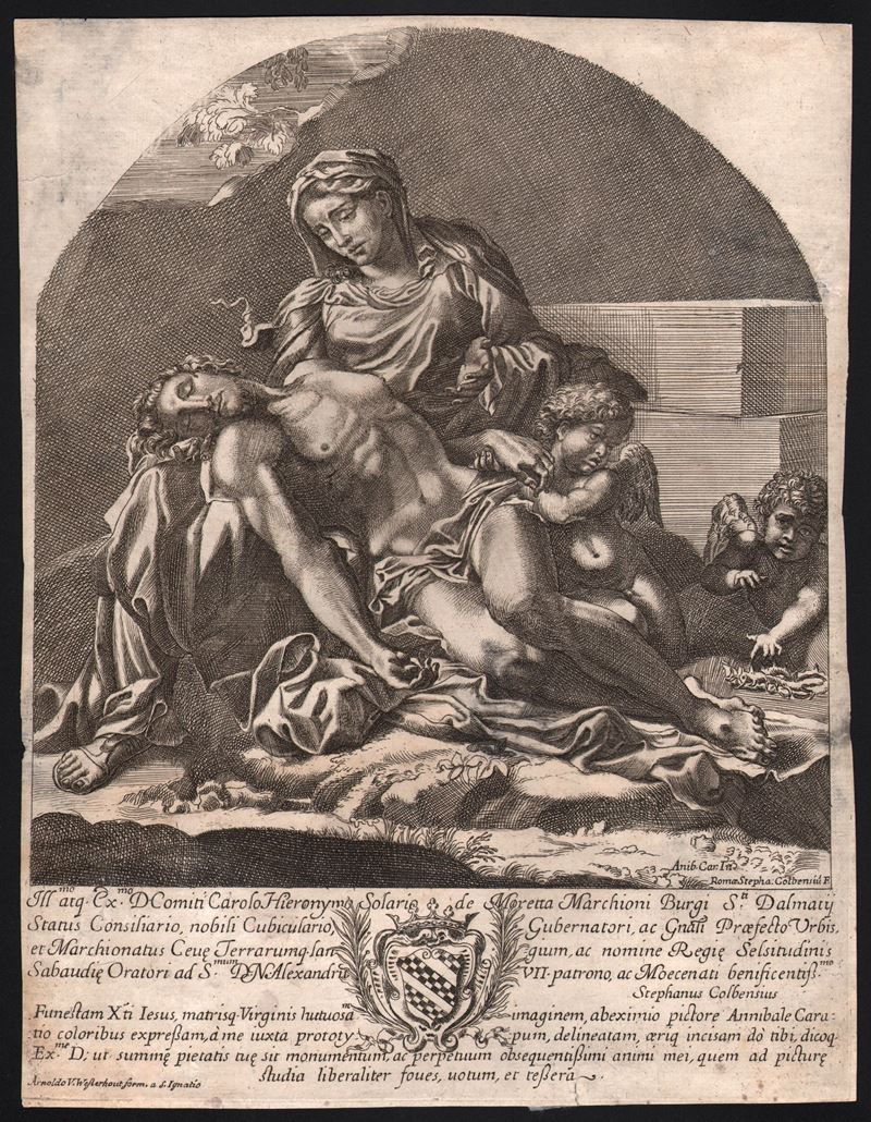 Stephan Colbenschlag - Pietà da Annibale Carracci, acquaforte