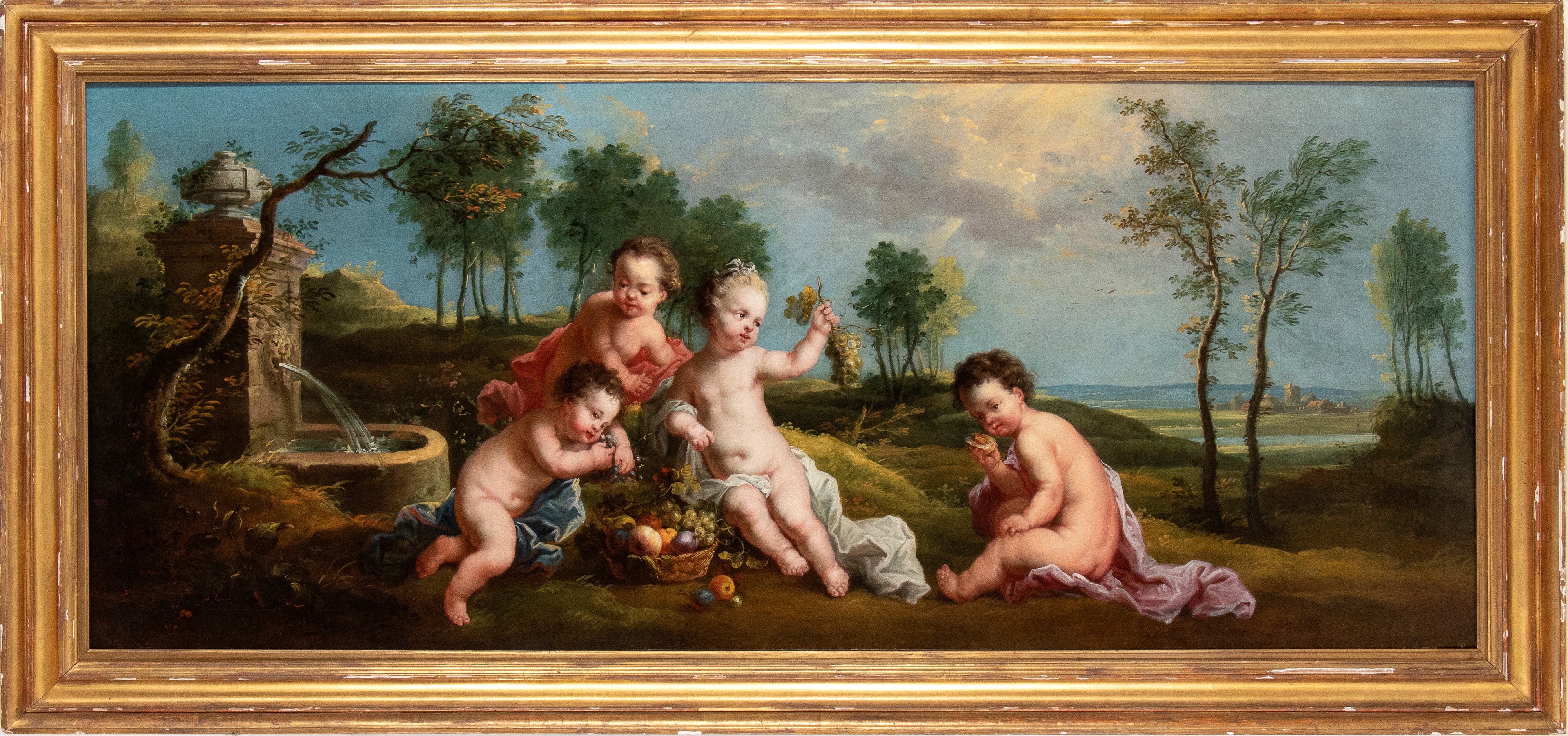 Paesaggio con gioco di putti presso una fontana