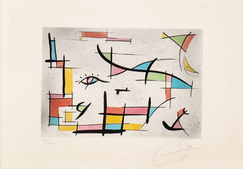 Joan Mirò - Composizione - Litografia, Tiratura XIV/XXV