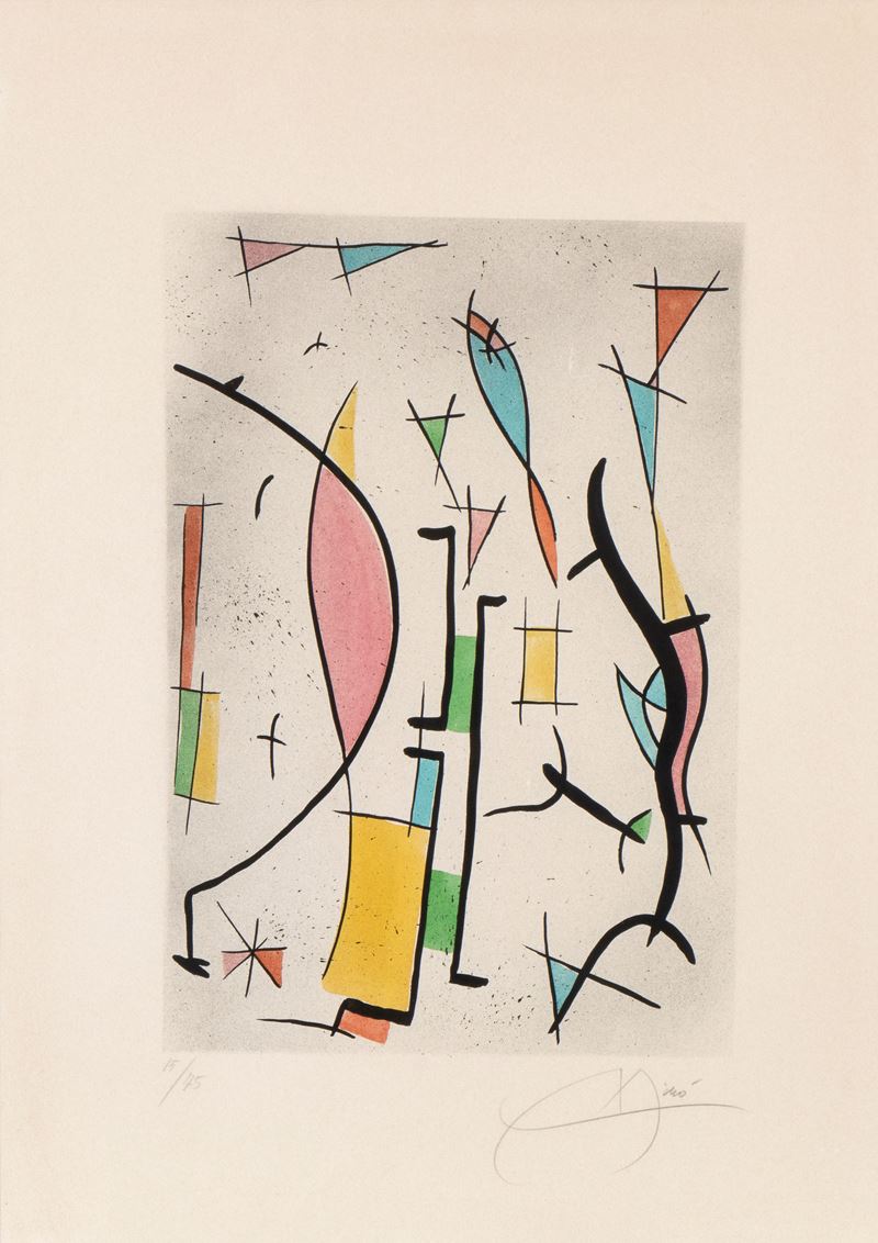 Joan Mirò - Composizione, litografia 700 x 500 mm