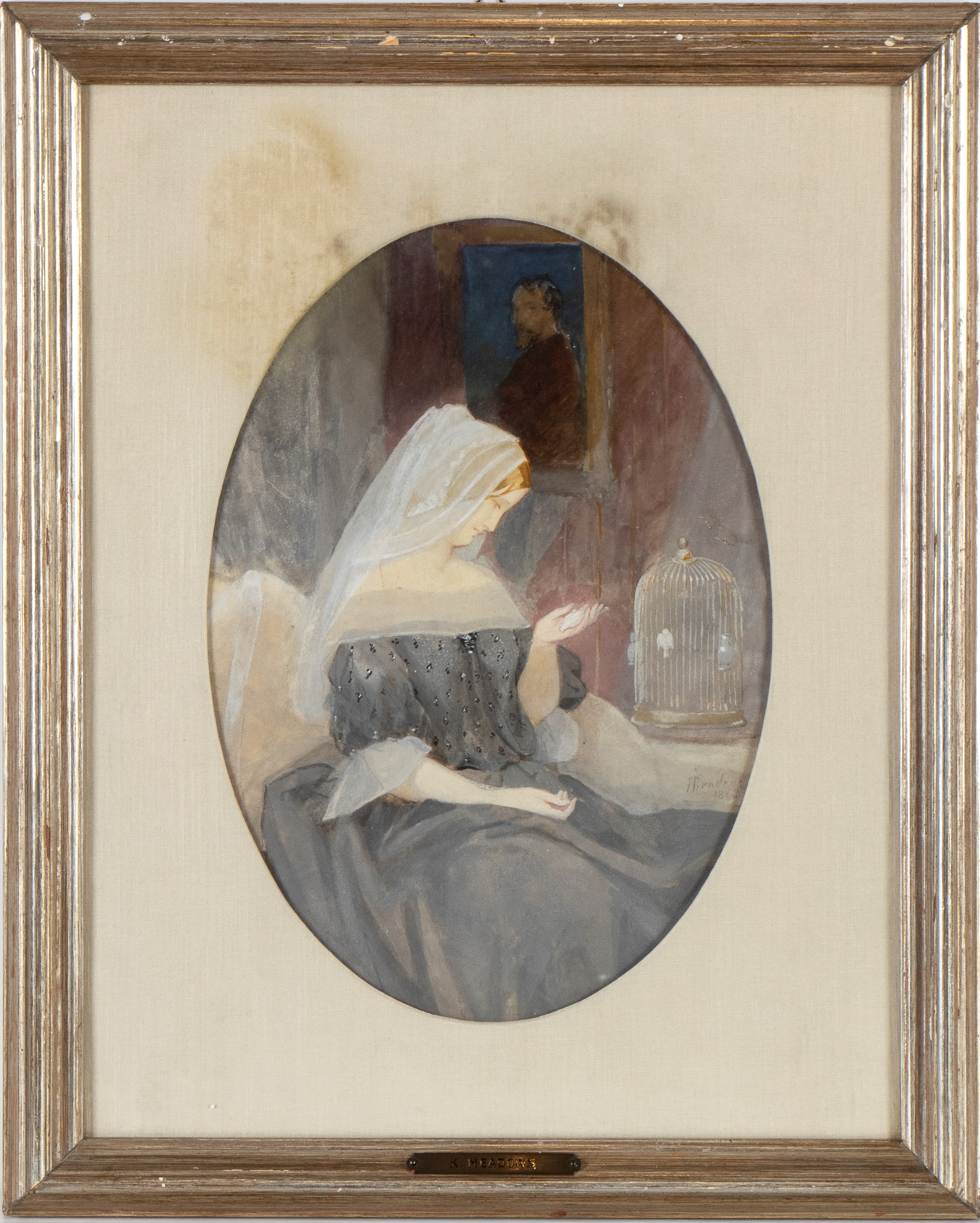 F. Henderson, Donna Velata, Acquerello, XIX secolo