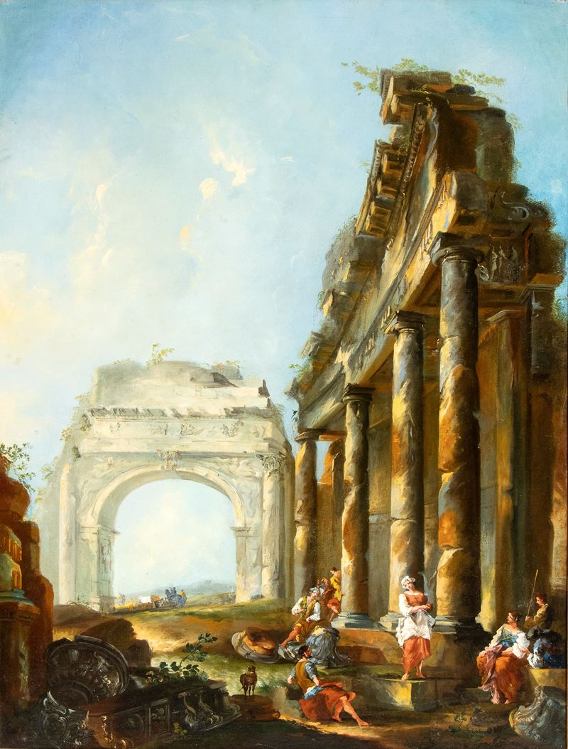 Autore anonimo, Capriccio architettonico di rovine romane, olio su tela