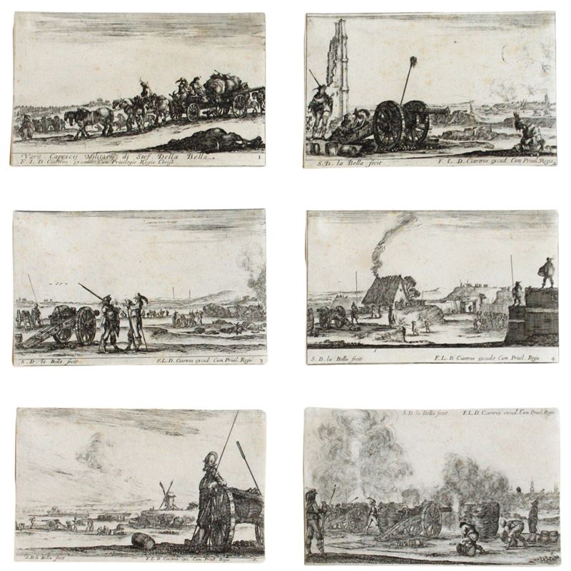 Stefano della Bella - Vari capricci militari - Serie di sei acqueforti