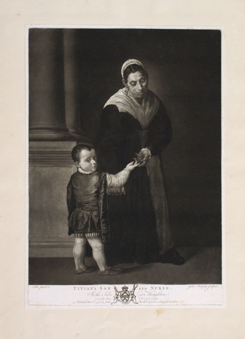 John Murphy - Titian's son and nurse, mezzotinta