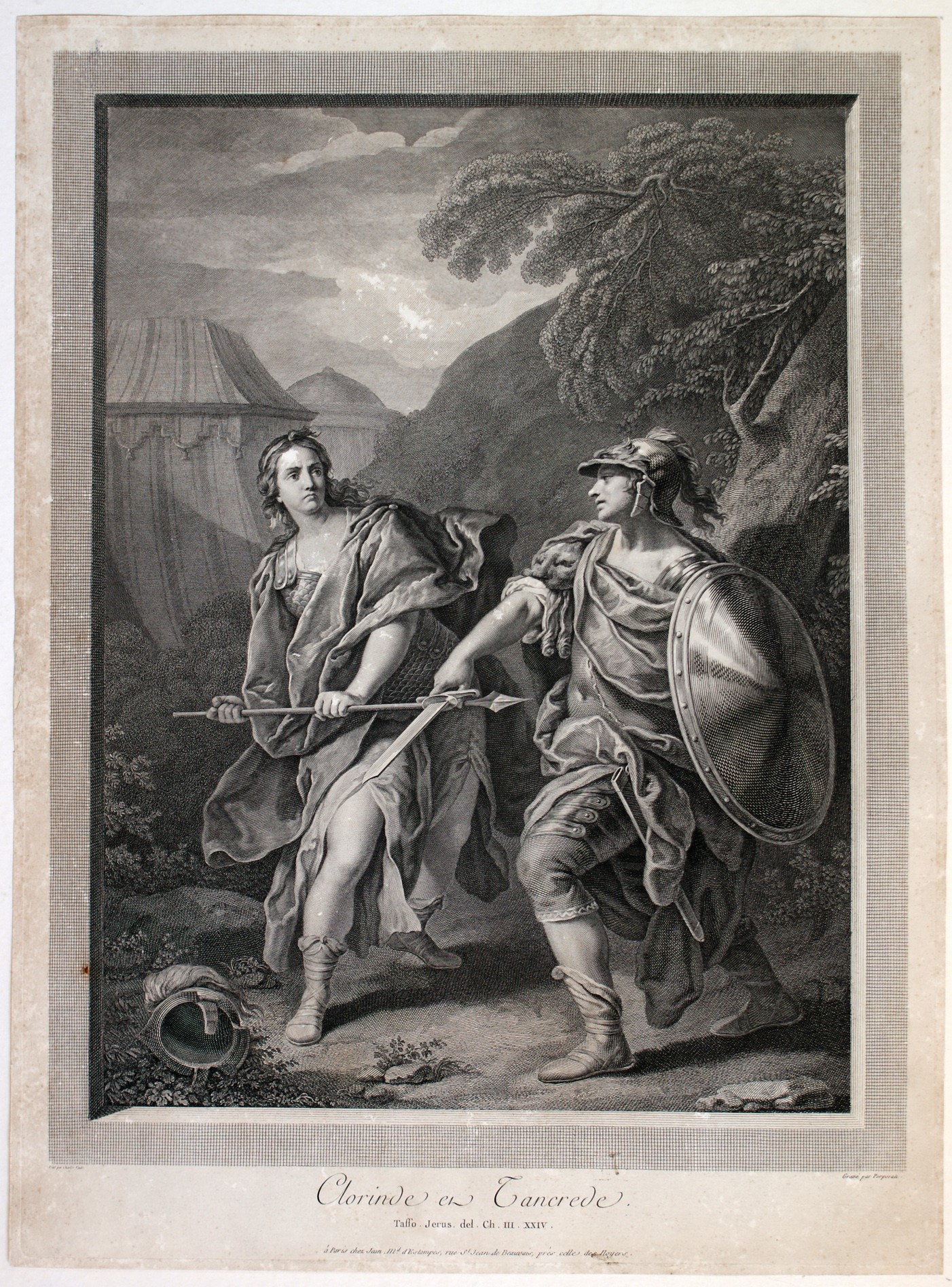 Carlo Antonio Porporati - Clorinde et Tancrede | Erminie et le Berger, acquaforte