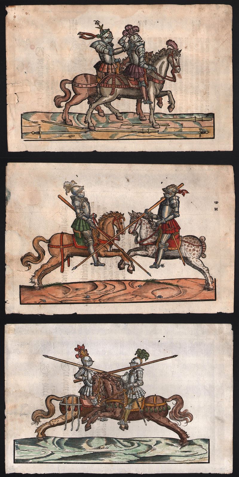 Federico Grisone, Tre soggetti di tornei cavallereschi, xilografia