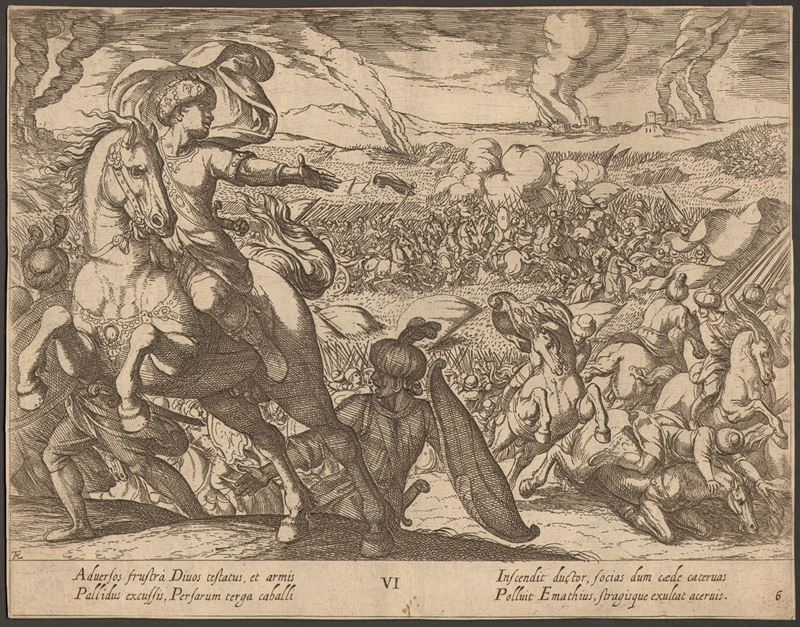 Antonio Tempesta - Alexandri Magni praecipuae res gestae - Serie di tre incisioni
