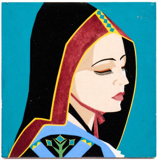 MELKIORRE MELIS - Mattonella con donna di Aritzo