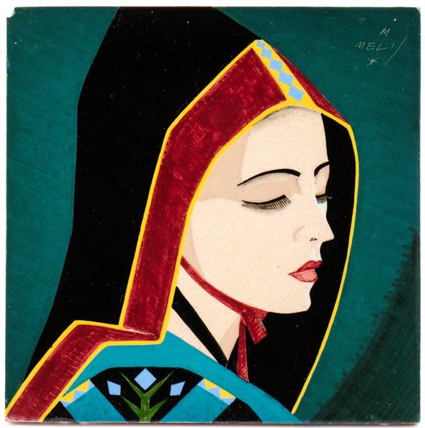 MELKIORRE MELIS - Mattonella con donna di Aritzo