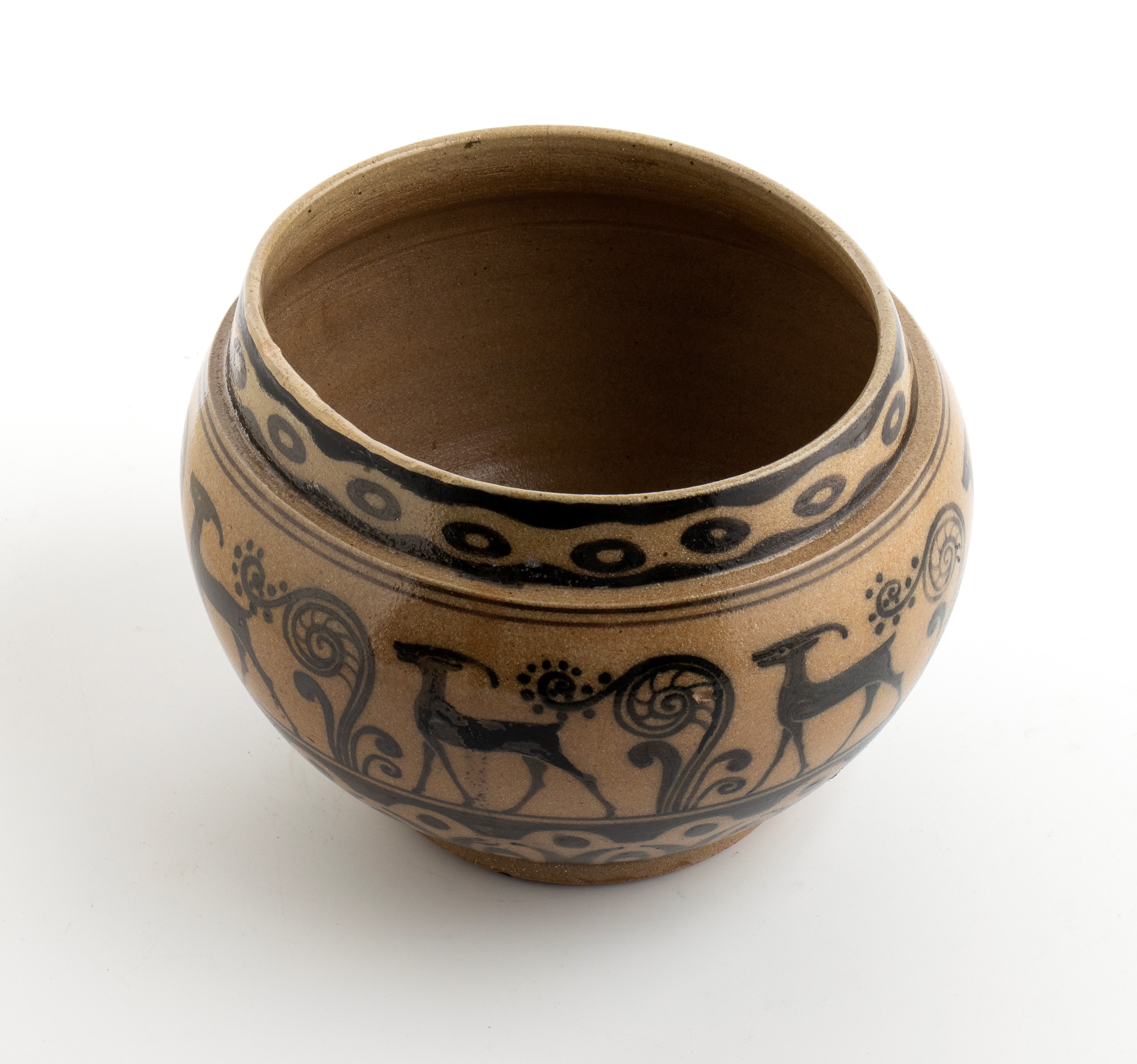 Vasetto con teoria di antilopi in monocromia nera