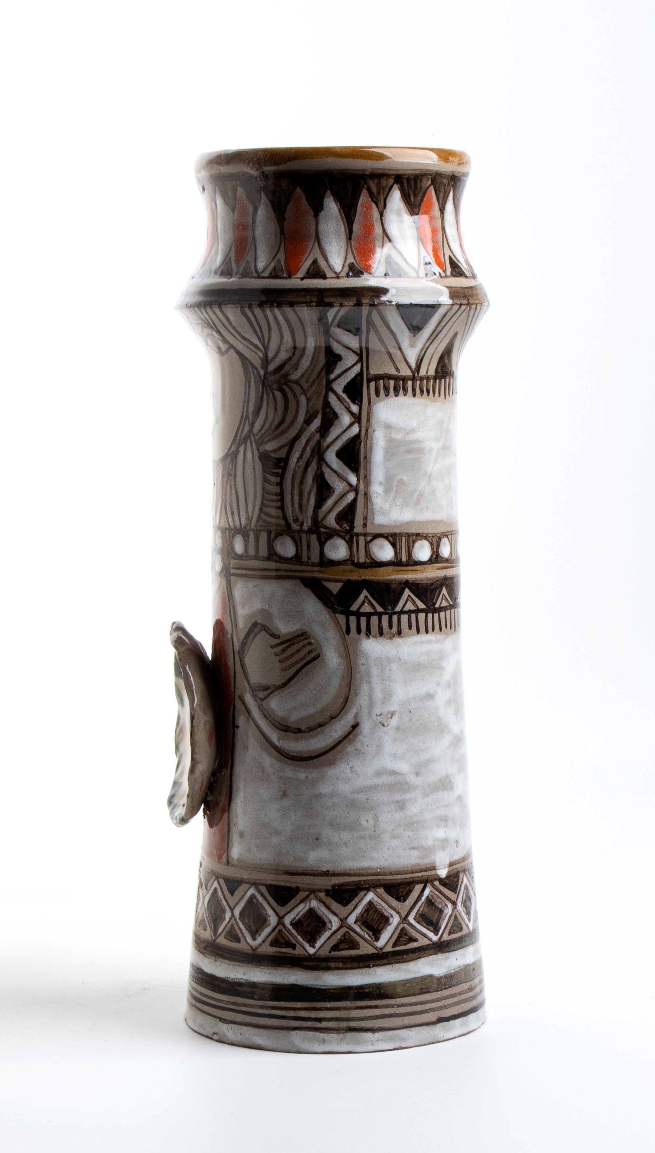 Elio Schiavon - Vaso con decoro a rilievo di figure femminili, ceramica dipinta