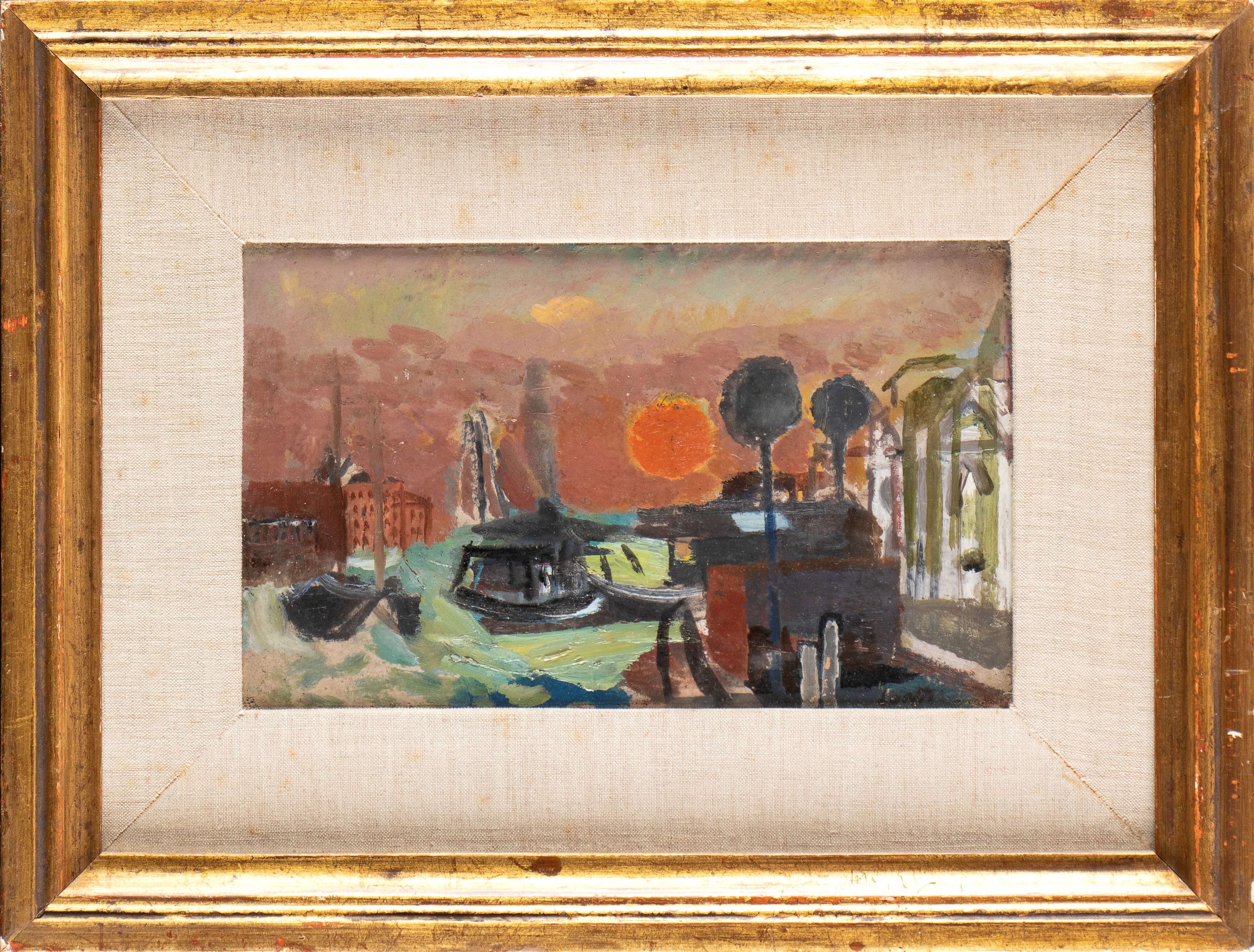 Bruno Saetti - Venezia al tramonto, olio su tavoletta