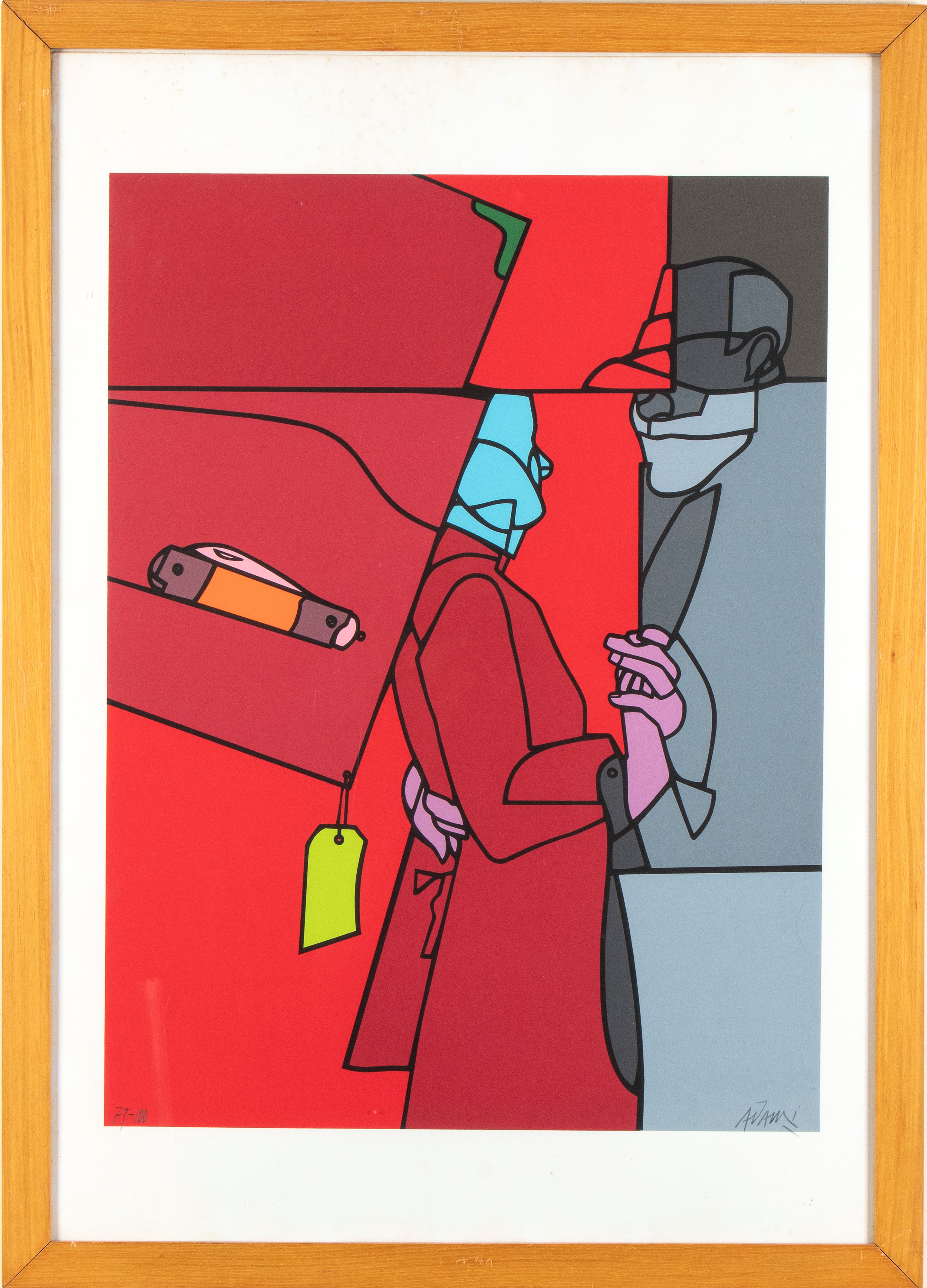 Valerio Adami - Senza titolo, litografia 100 x 70 cm