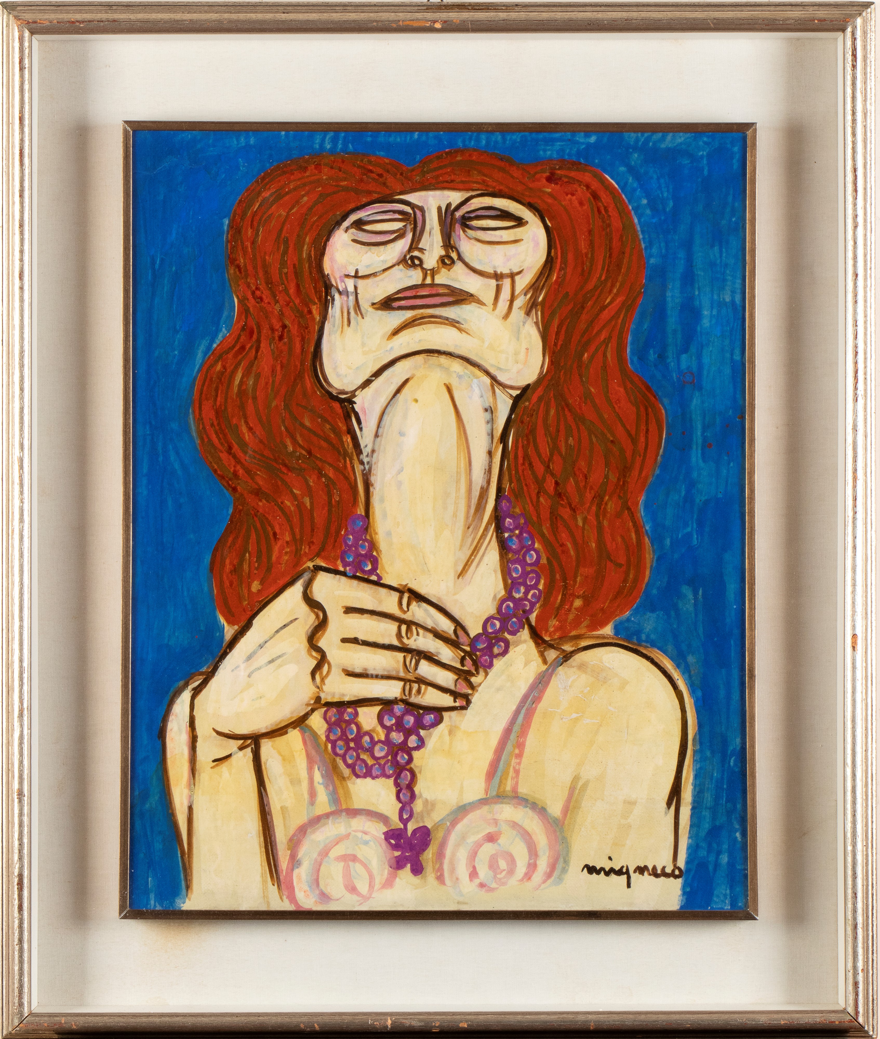 Giuseppe Migneco - Ritratto femminile, olio su tela