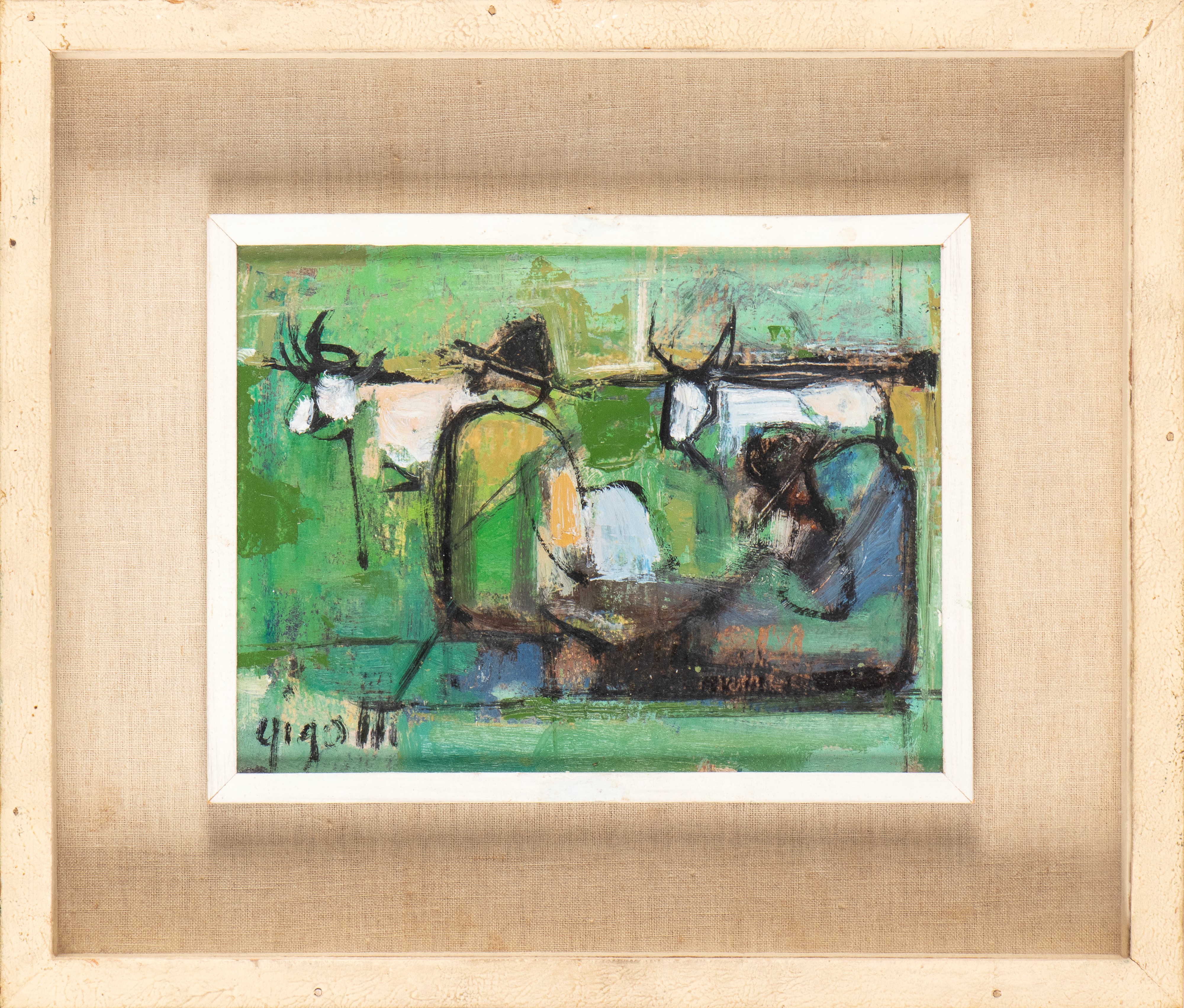 Lorenzo Gigotti - Uomini con buoi, olio su tavoletta