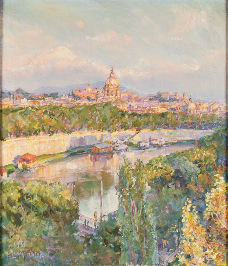 Elica Balla - Veduta di Roma, olio su tela, 1958