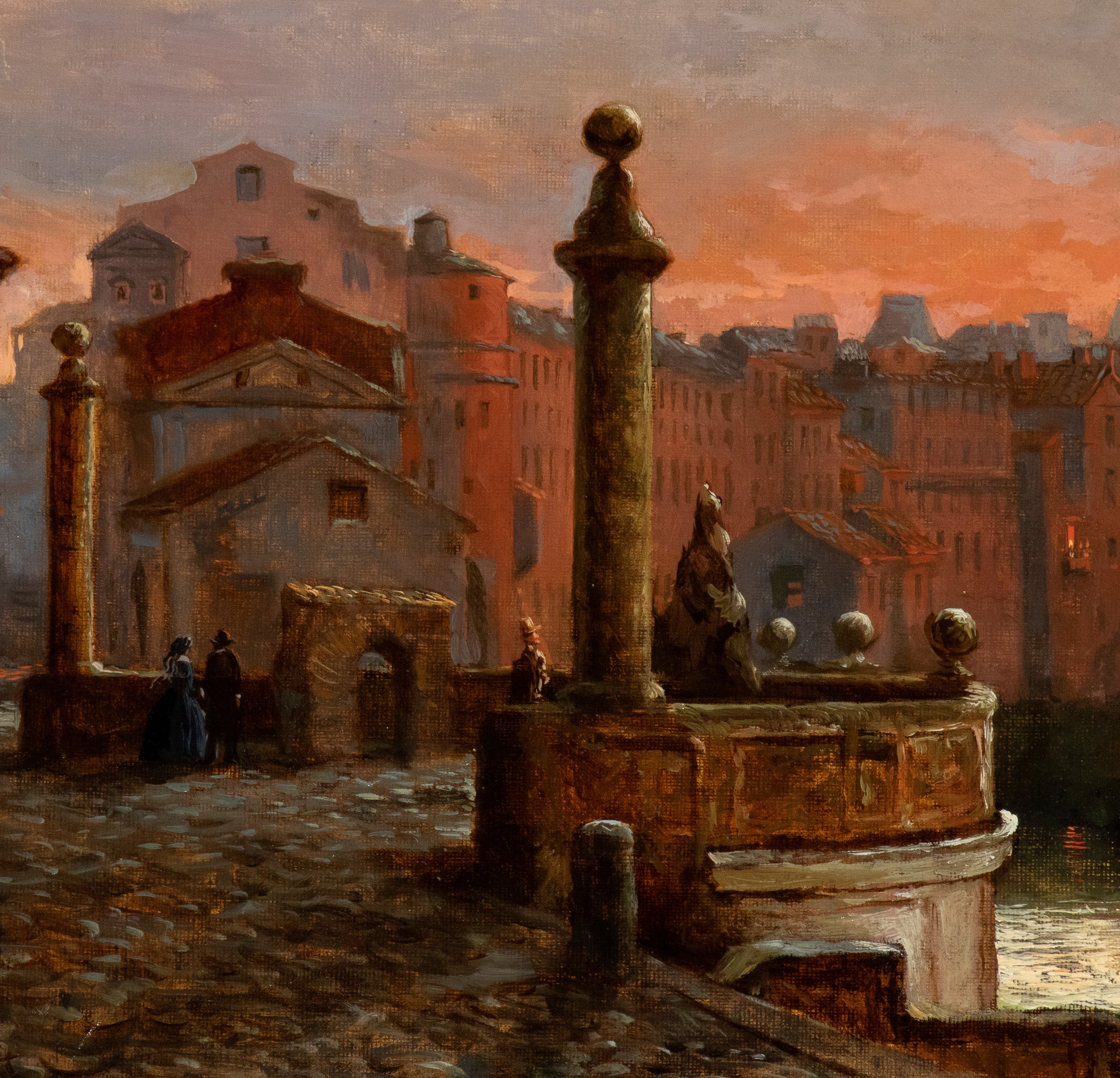 Fuochi d'artificio su piazza San Pietro e su Castel Sant'Angelo visti dal porto di Ripetta