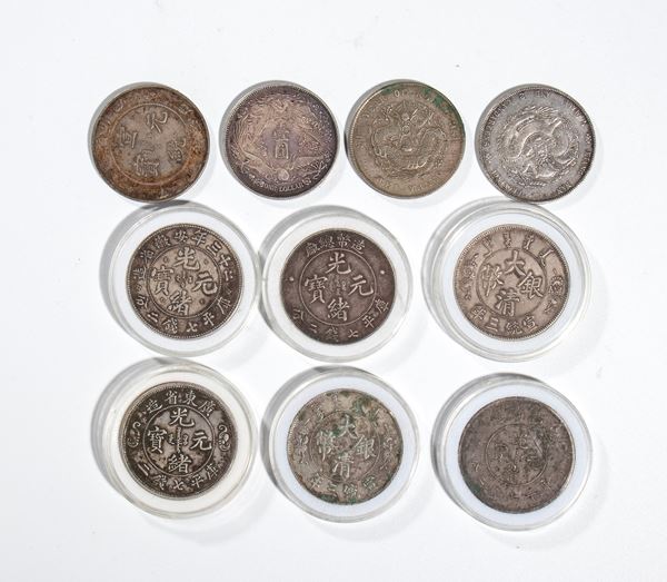Group of ten silver coins, China