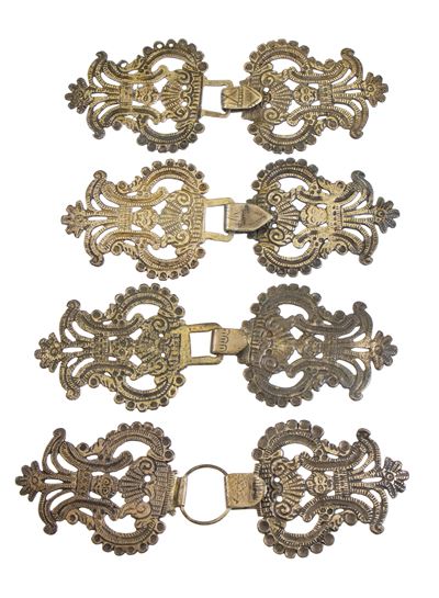 Gancere da corsetto in argento, XIX secolo, set di quattro