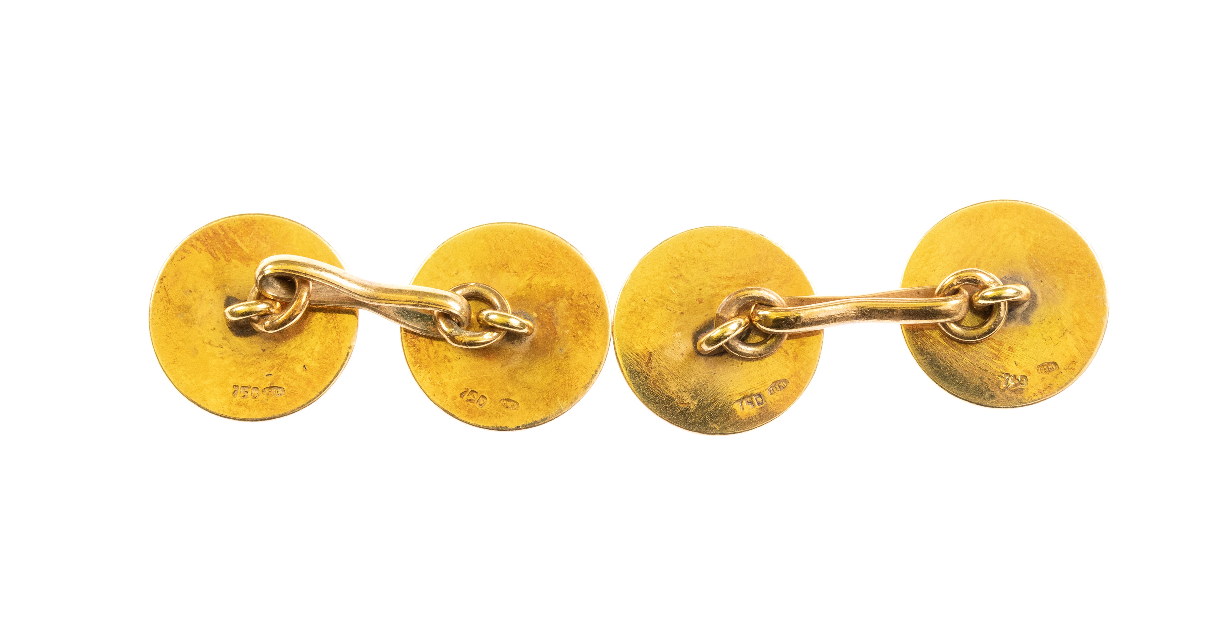 Lotto di 9 coppie di gemelli in oro 18K con smalto rosso SIR