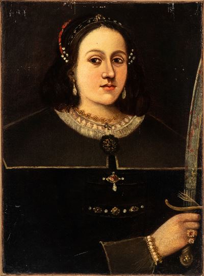 Nobildonna con spada, olio su tela