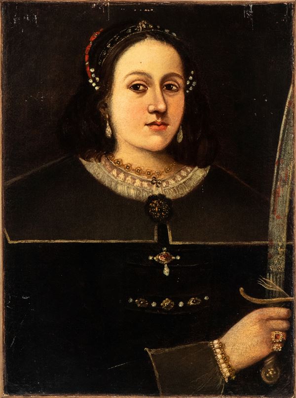 Artista spagnolo, XVII secolo - Noblewoman with a Sword