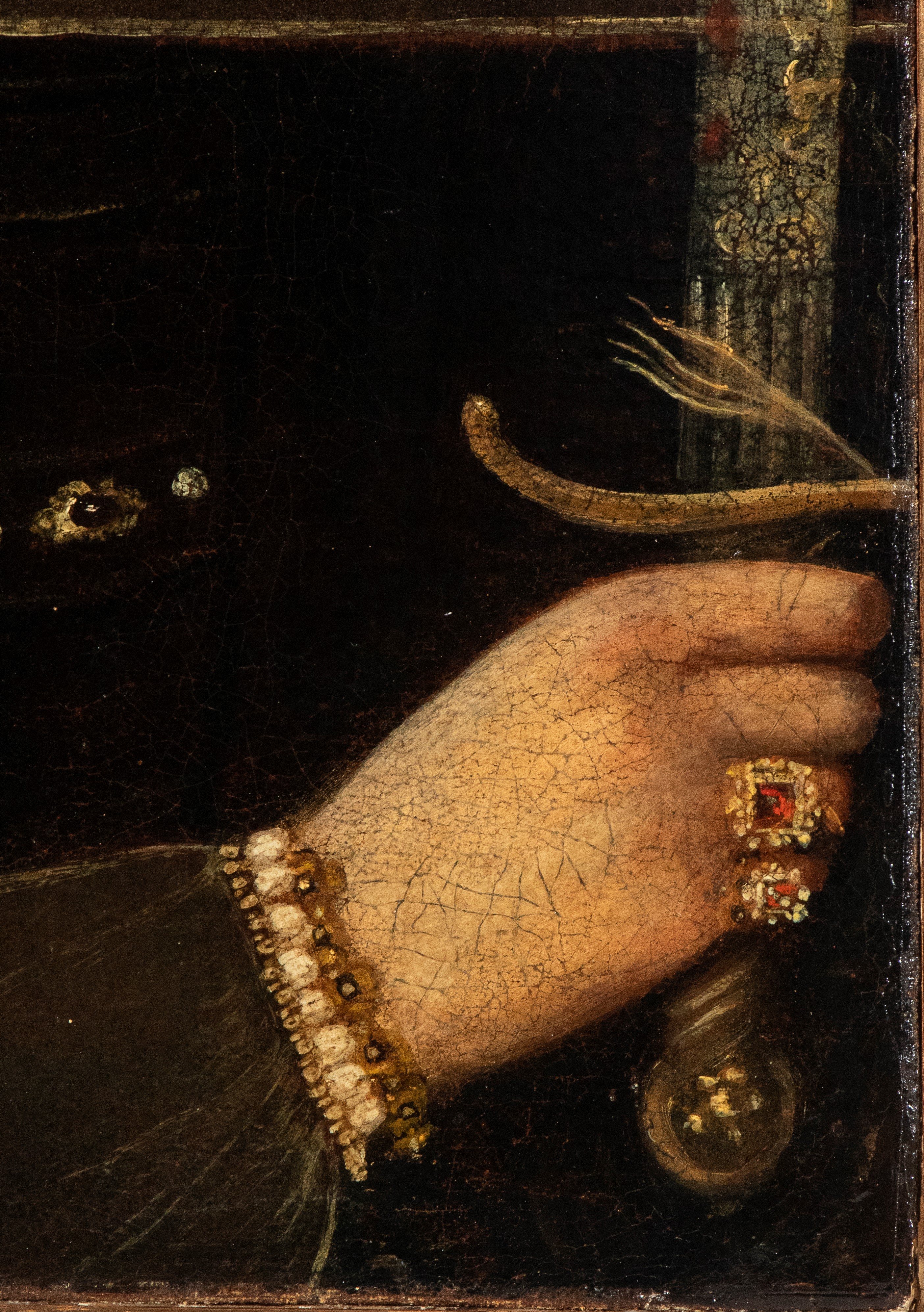 Artista Spagnolo, XVII Secolo - Nobildonna con spada, olio su tela