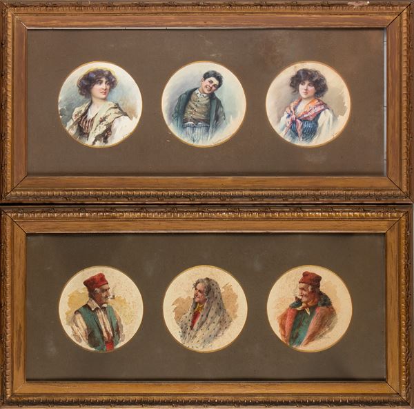 ANONIMO - Lot composed by a couple of three watercolours