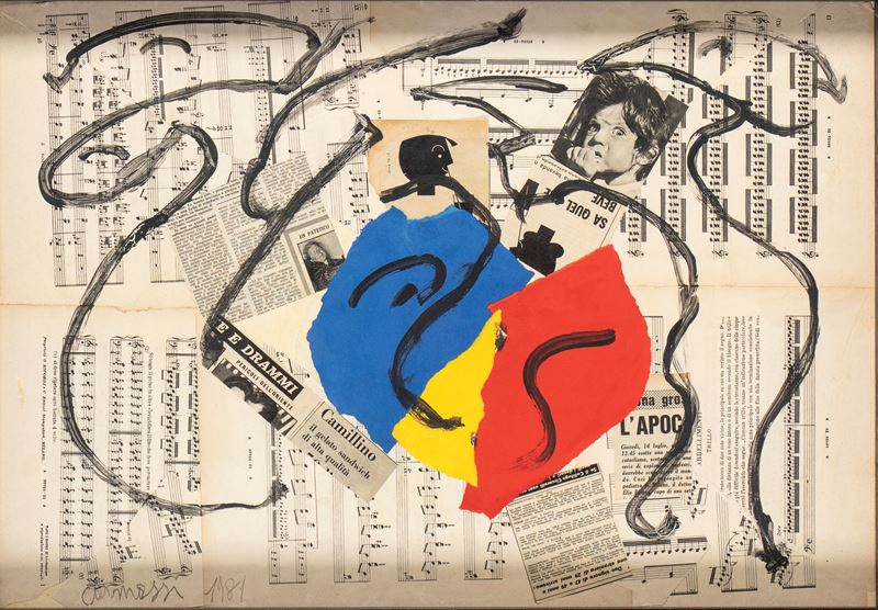 Arturo Carmassi - Senza titolo, collage e tecnica mista