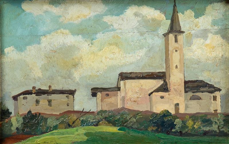 Paesaggio con villaggio turrito