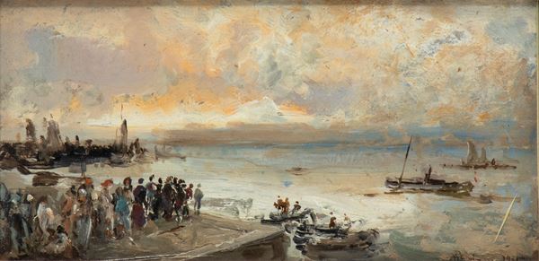 POMPEO MARIANI - Seascape with harbour