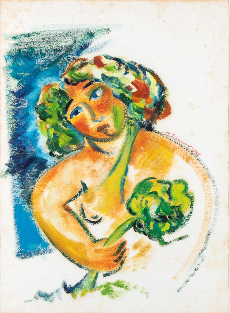 Mimmo Germanà - Senza titolo (olio su carta, 1988)