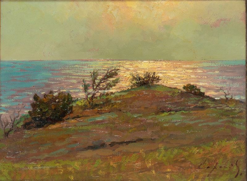 Paesaggio al tramonto sul mare