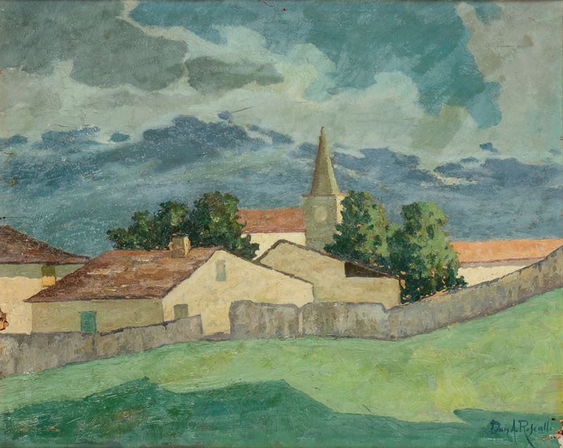 Paesaggio con vista di paese