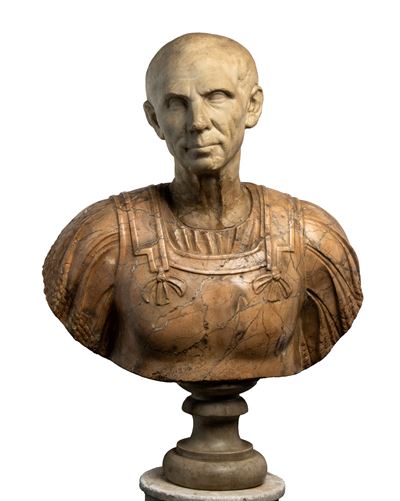 Scultore anonimo del XVII secolo, Busto marmoreo raffigurante Giulio Cesare