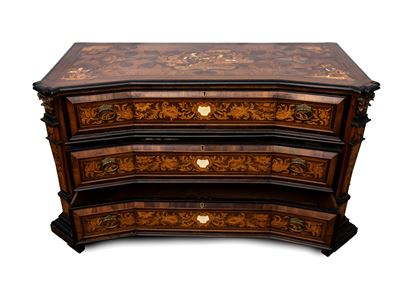 Commode, intarsi in avorio e legni pregiati, Lombardia, prima metà del XVIII secolo