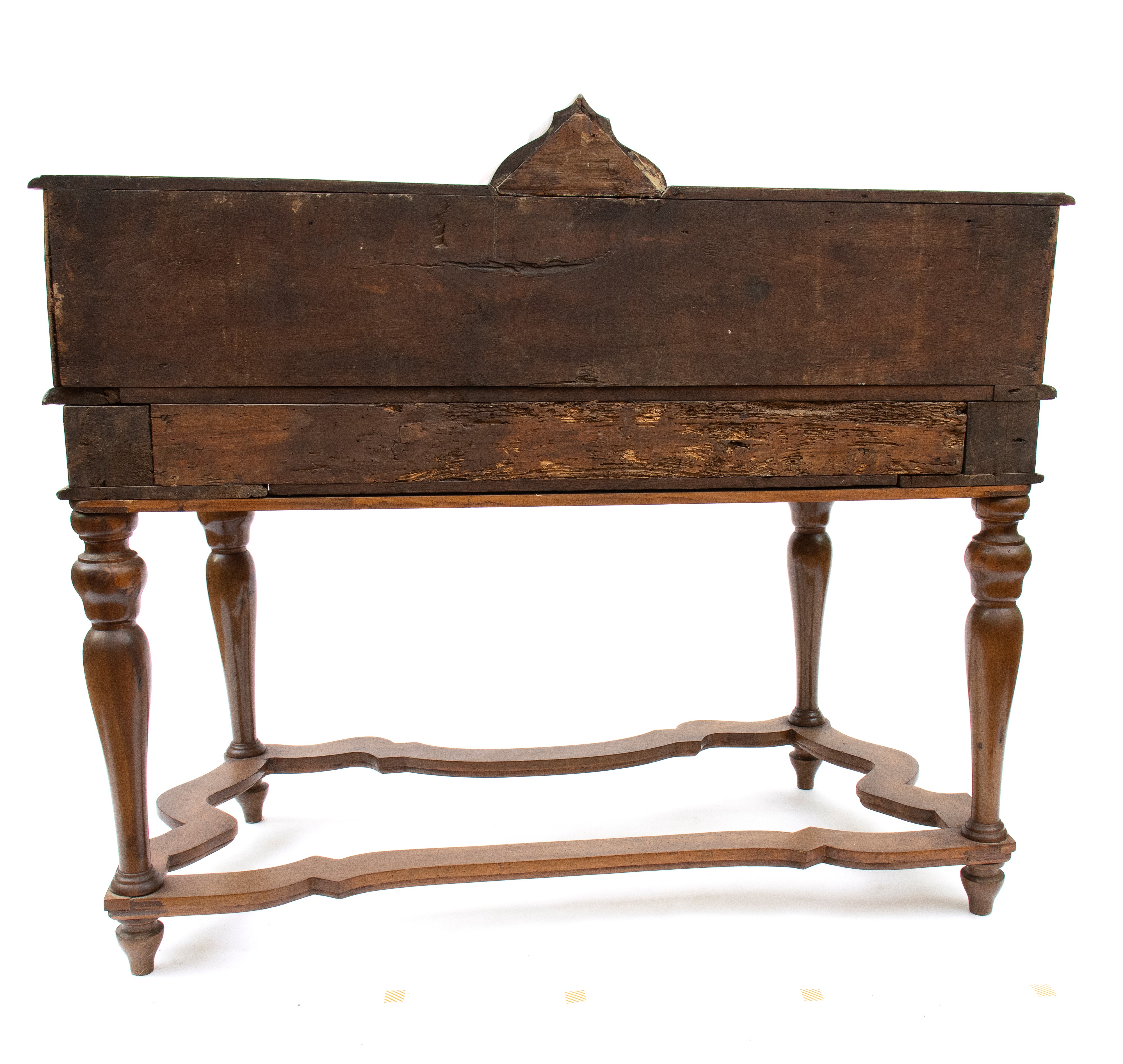 Scrittoio intarsiato con alzata, in noce