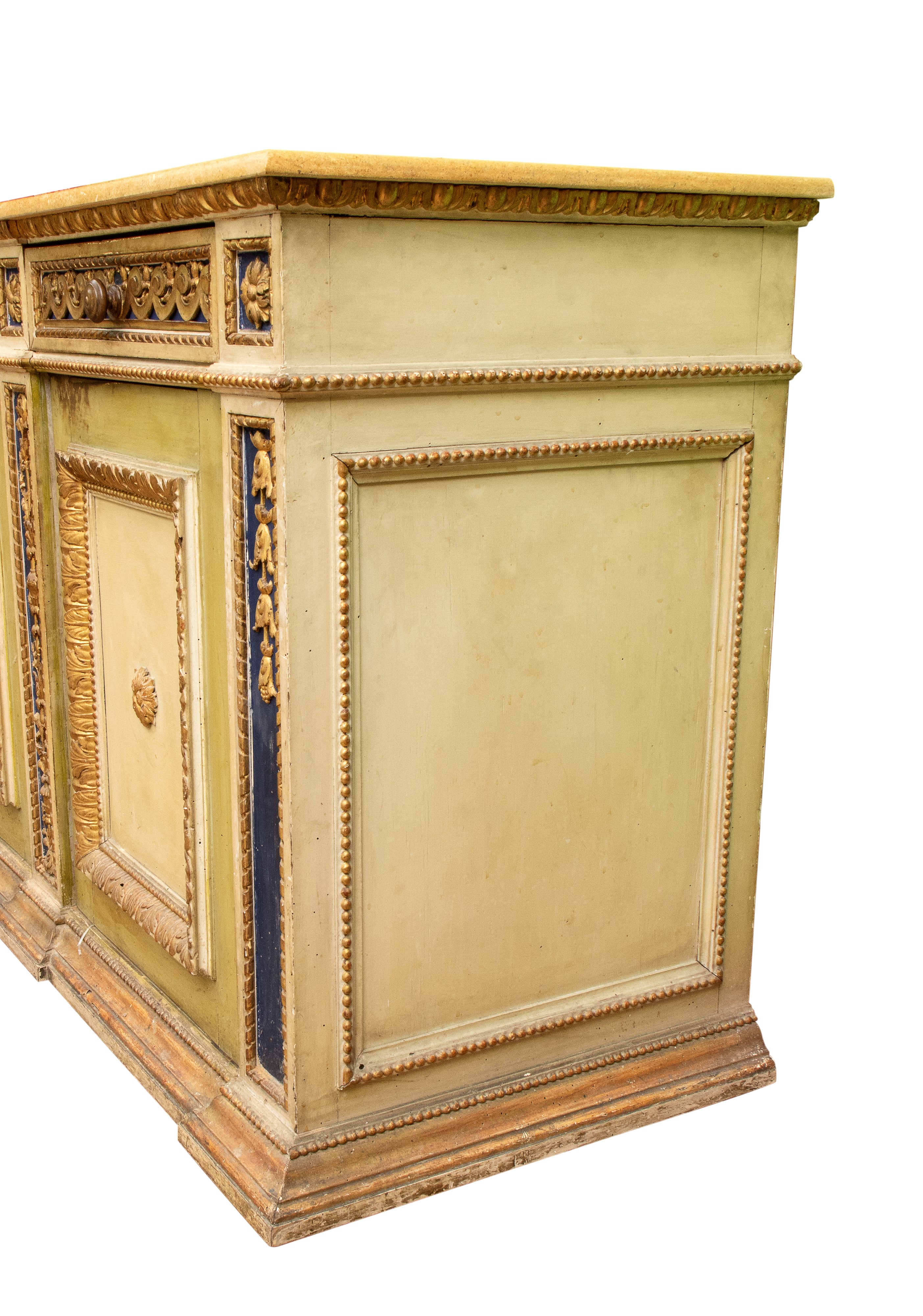 Credenza in stile neoclassico, laccata e dorata, Italia centrale, inizio XX secolo