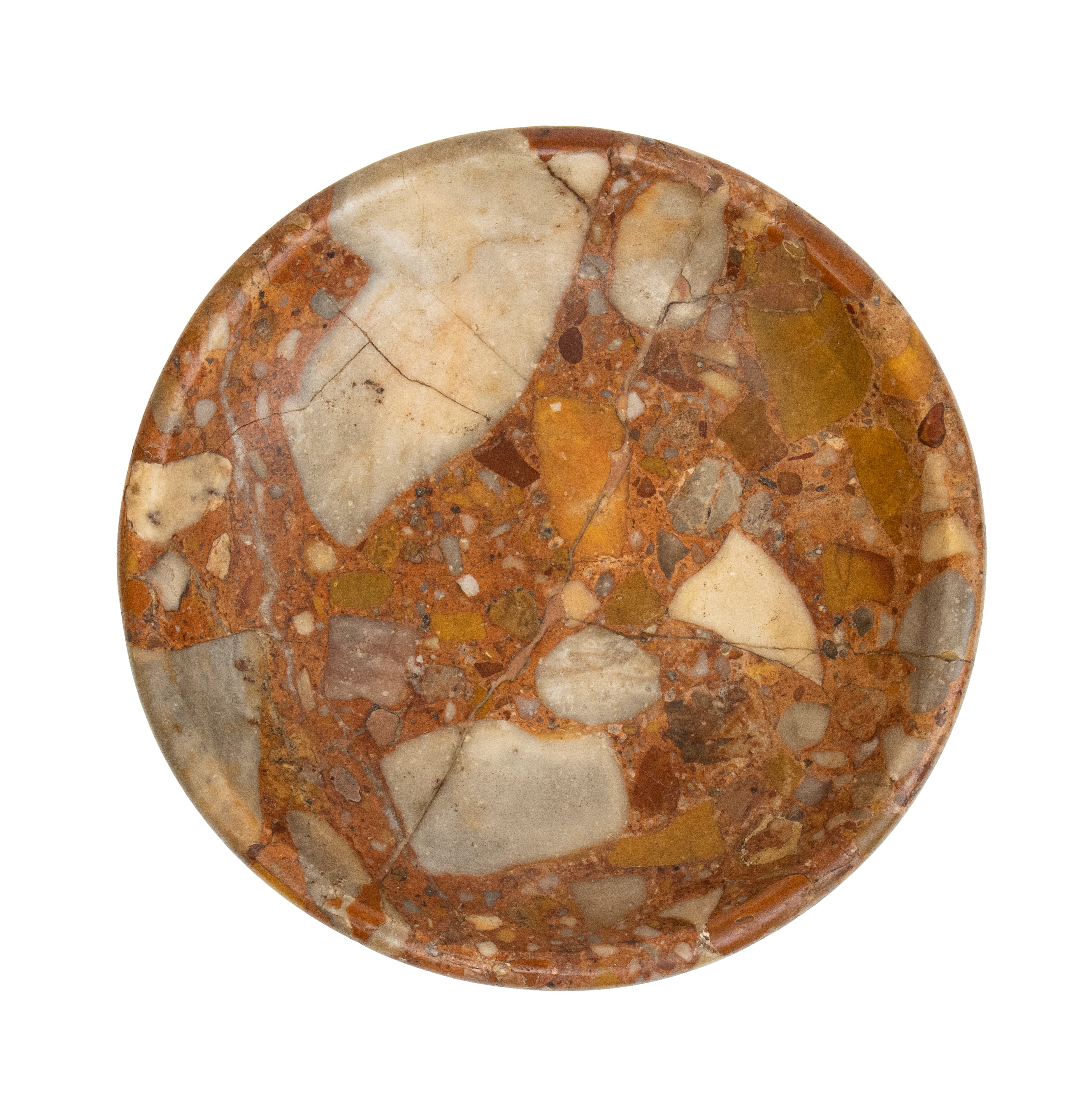 Alzata in bronzo e marmo brecciato policromo