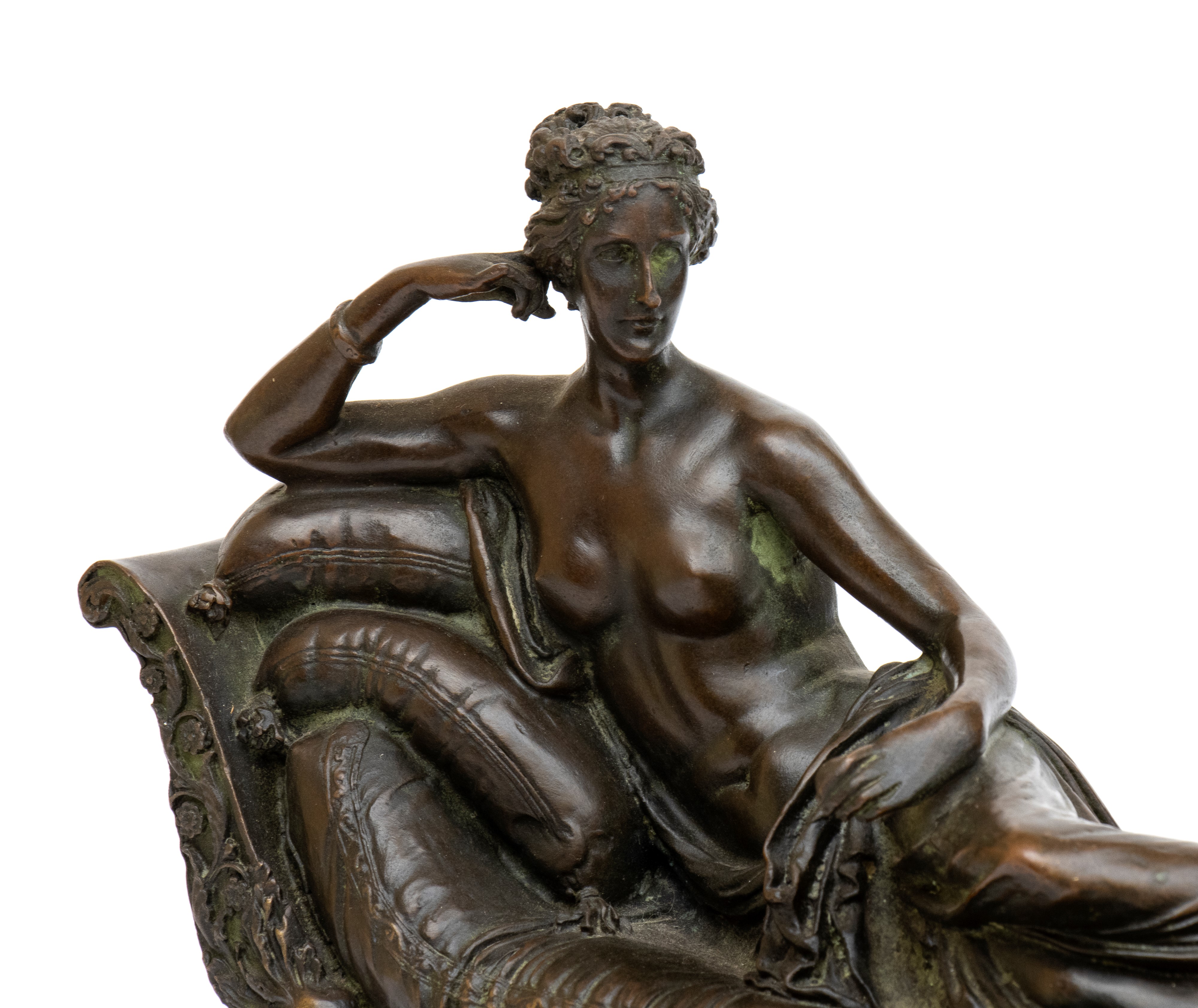 Scultura in bronzo brunito raffigurante Paolina Borghese, Francia, fine XIX secolo